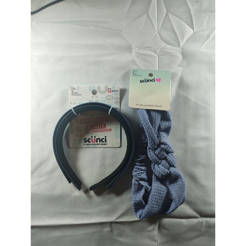Scunci Woven Headbands, 1 in - 3 Count & Scunci Blue Braided Stretch Headwrap